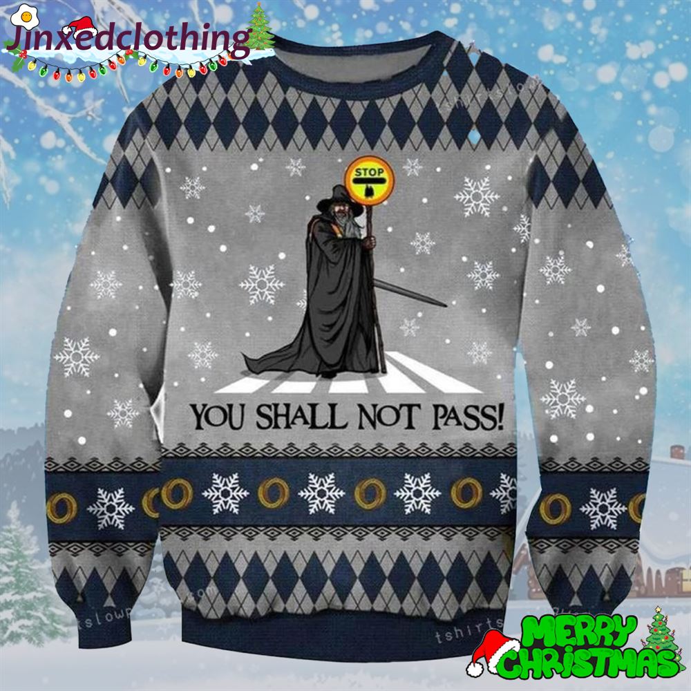 You Shall Not Pass Gandalf Ugly Sweater Christmas Party 